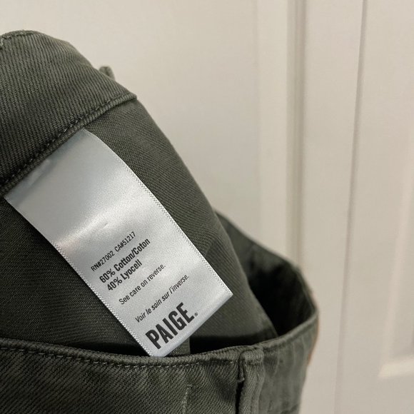 Paige Women's NWOT Vintage Ivy Green Cut Off Mayslie Utility High Rise Shorts 32 - Picture 6 of 8